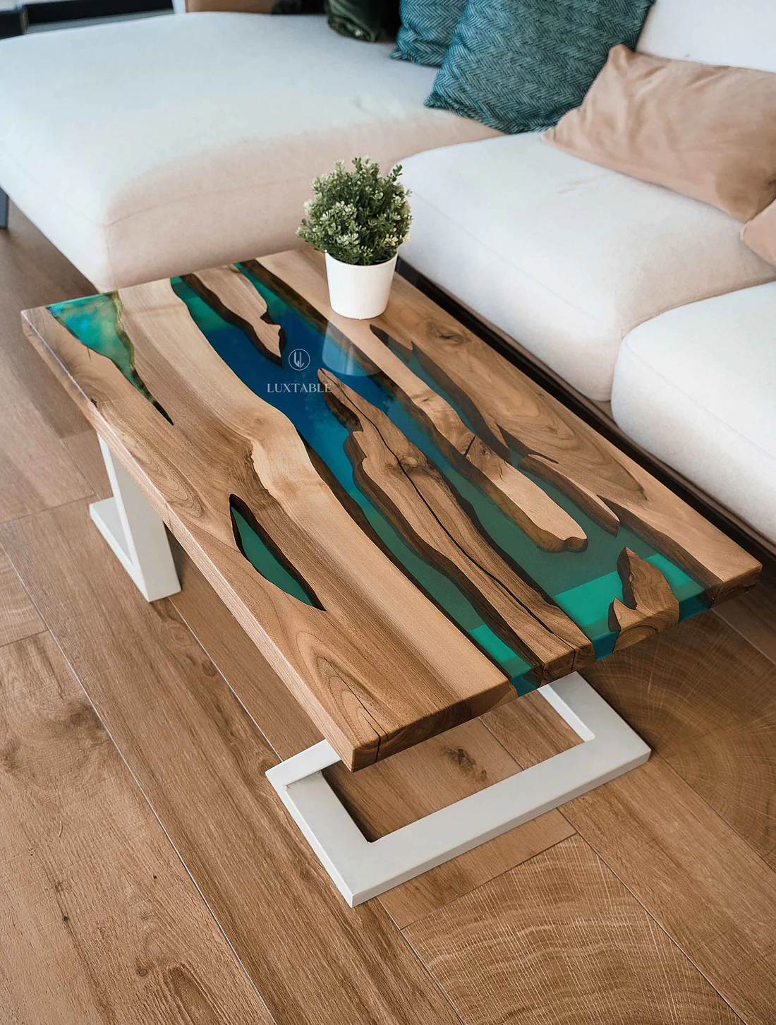 Walnut Blue Green Epoxy Coffee Table – Sorrento - Image 2