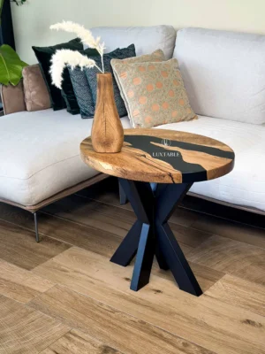 Epoxy Oak Side Table, table, tables, dining table, dining tables, custom table, custom dining table, oak table, oak dining table, wood table, wood dining table, live edge table, resin table, epoxy table, river table, kitchen table, office table, conference table, modern table, luxury table, farmhouse table, rustic table, handmade table, bespoke table, designer table, large table, statement table, furniture table, contemporary table, minimalist table, premium table